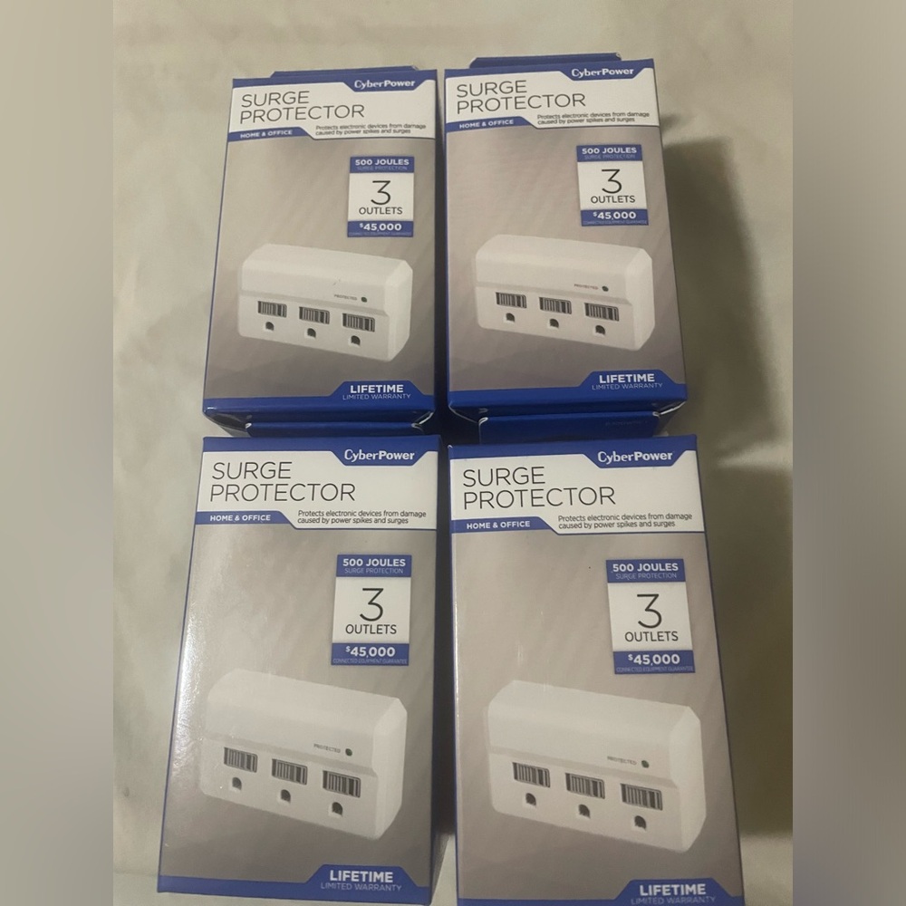Lot of 4 CyberPower 3-Outlet Wall Tap Surge Protectors NEW